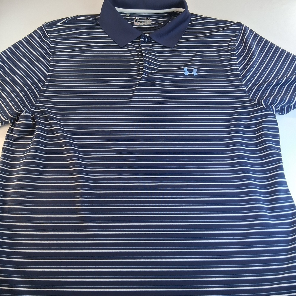 Under Armour Heat Gear Polo Shirt Men's Size XL  Striped Golf